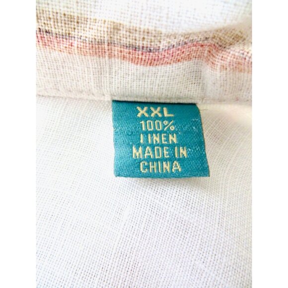 Tommy Bahama Relax 100% Linen Button Front Shirt Striped Ivory Yellow XXL - Picture 7 of 7